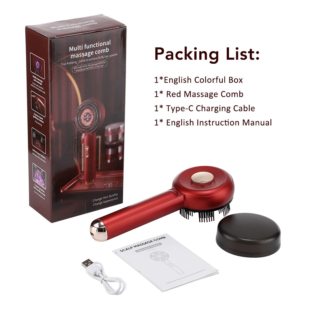 Electric Massage Comb with Vibration Red Light Therapy Scalp Brush Hair Growth Anti-Hair Loss Liquid Oil Applicator Hair Care