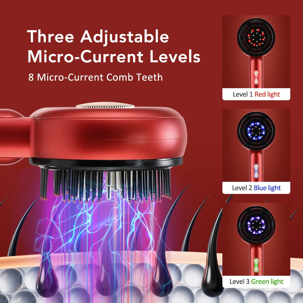 Electric Massage Comb with Vibration Red Light Therapy Scalp Brush Hair Growth Anti-Hair Loss Liquid Oil Applicator Hair Care